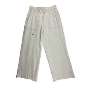 Joie 100% Linen Pants Ivory Wide Leg Elastic Drawstring Beach Palazzo Womens M